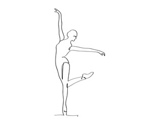 Ballet Dancer ballerina in Continuous Line Art Drawing. Vector 