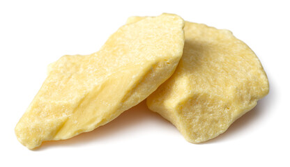 raw cocoa butter isolated on white background