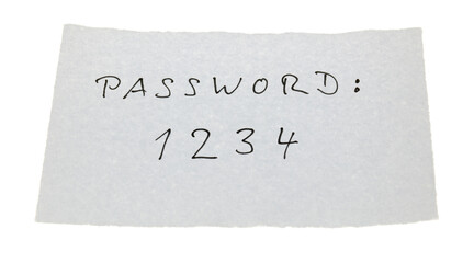 Das Passwort 1234 ist auf einem kleinen Papierzettel notiert.