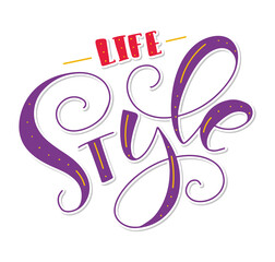 Obraz premium lifestyle, colored lettering, vector illustration isolated on white background