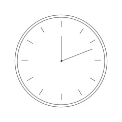 Simple minimal design with a clock on a white background. Vector illustration of a linear clock. Element for icons, badges, explainers, business presentations.