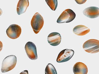 Seamless pattern with different stones. Vector background. 