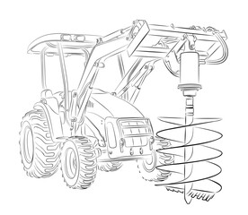 The Tractor Sketch with earth drill.