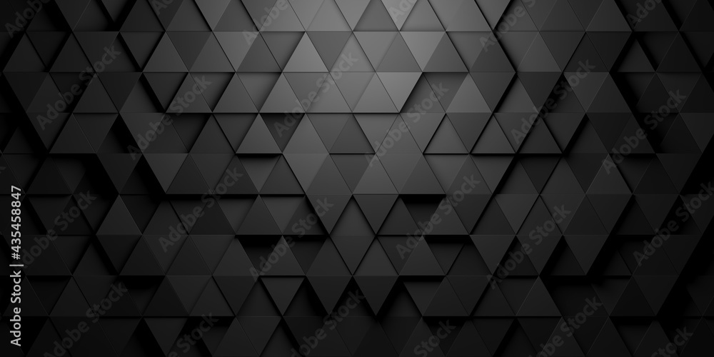 Poster black triangles shifted mosaic abstract background pattern geometrical design with ligth from top