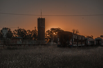 Fototapeta premium sunset in the village