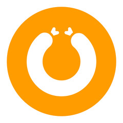 Ring of raw sausage vector white glyph icon