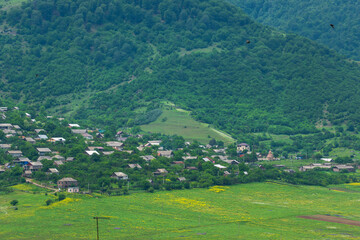 Fototapeta na wymiar Akner village and surrounding from distance, Armenia 
