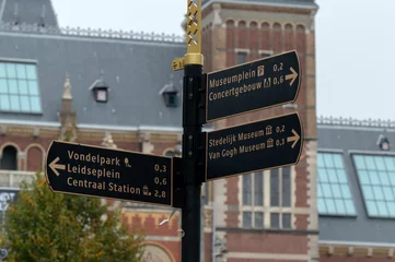 Fototapeten Tourist Direction Sign At Amsterdam The Netherlands 7-10-2019 © Robertvt