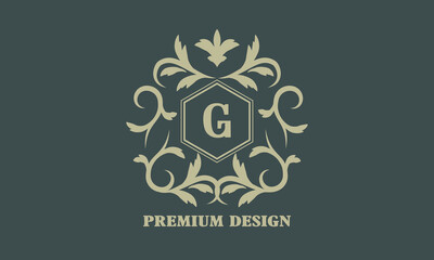 Decorative elegant logo icon letter G. Vector monogram for logo of boutique, hotel, restaurant, business, flyer.