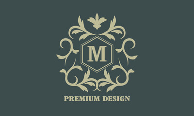 Decorative elegant logo icon letter M. Vector monogram for logo of boutique, hotel, restaurant, business, flyer.