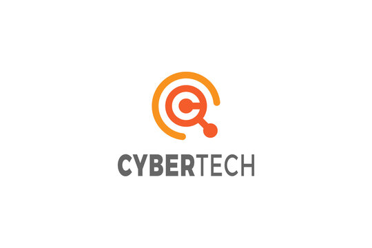 Letter C cyber tech abstract logo design