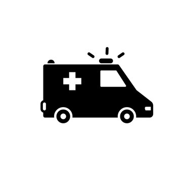 Ambulance Car Silhouette Icon. Clipart Image Isolated On White Background