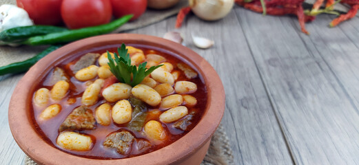 Delicious tomato sauce bean casserole.