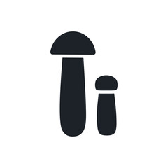 Orange cap boletus silhouette. Black isolated silhouettes. Fill solid icon. Modern glyph design. Vector illustration. Mushrooms. Food ingredients.