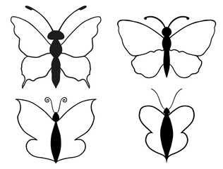 Collection of hand drawn vector butterflies without background.