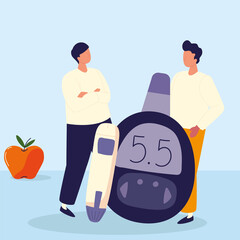 men glucometer and syringe