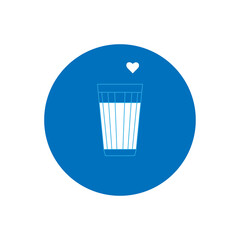 World milk day. Milk glass with hearts on blue background. International milk day. Cup milk with heart illustration. Vector illustration