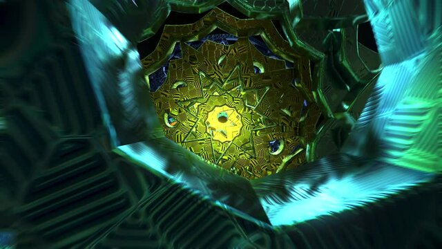 3D kaleidoscope ethnic pattern energy wave color design background loop vj