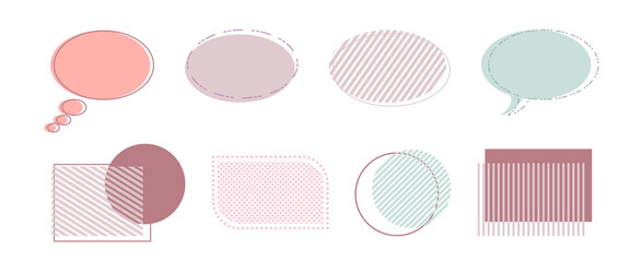 Set of geometric shapes. Flat design elements for web, sale, advertisement, banner, poster, flyer. Collection of simple vector geometric shapes in pastel colors