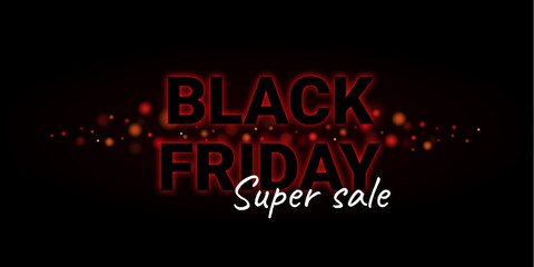 Black friday Super sale. Pattern with a garland.  Horizontal web banner. Web poster. Vector illustration