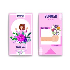 Summer banner, sale and discount for advertising.