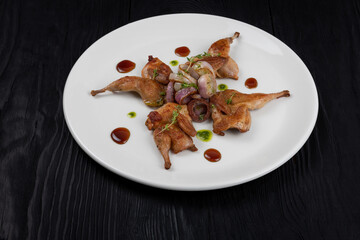 Roasted quails with vegetable