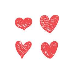 Hand drawn hearts. Love handmade illustrations. Heart doodle collection.