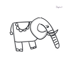 elephant  cartoon drawing vector illustration