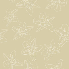 vanilla flower vector seamless pattern