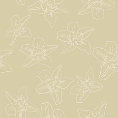 vanilla flower vector seamless pattern
