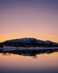 Fototapeta na wymiar Mountain Reflection at sunset