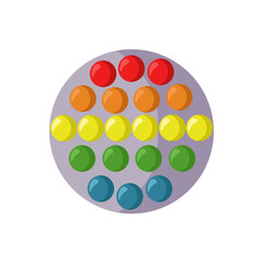 Stress relief toy with colorful round details, antistress pop it object