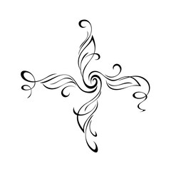 ornament 1780. unique decorative element with stylized leaves and curls black lines on a white background