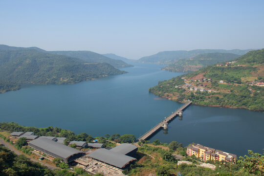 Landscape looking over the beautiful City of Lavasa, Maharashtra, India