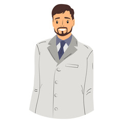 Portrait of a young male doctor on a white background. Vector design. Portrait for medical design