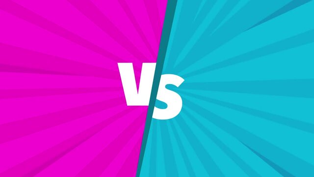 Pink vs blue. Teams versus battle screen. Comparison of various. Competition of opposites. Fight backgrounds competition. Motion graphics. Animation. Footage.