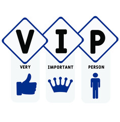 VIP - Very Important Person acronym. business concept background.  vector illustration concept with keywords and icons. lettering illustration with icons for web banner, flyer, landing pag
