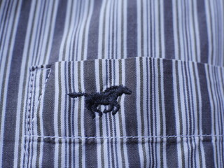 galloping mustang embroidery on the pocket of a man's shirt