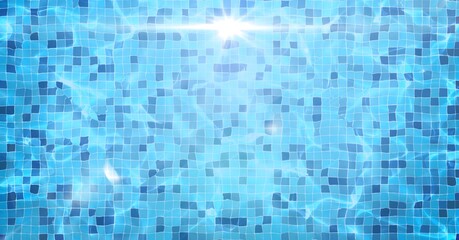 Fototapeta na wymiar Composition of clean water in swimming pool over light blur