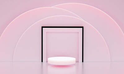 Scene with podium for mock up presentation in minimalism style with copy space, 3d render abstract background