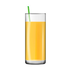 Vector glass of fruit juice on white background.
