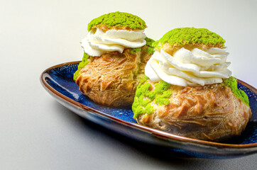 Pie mushrooms with cream. High quality photo