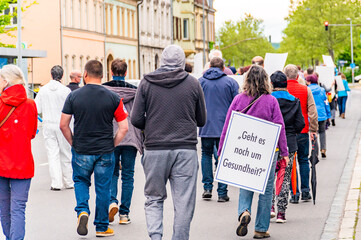 Corona deniers protest in Bamberg, 24.05.21 - obrazy, fototapety, plakaty