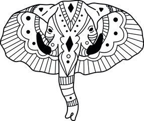 Drawing zentangle elephant, for coloring book for adult or other decorations. Black and white version illustration
