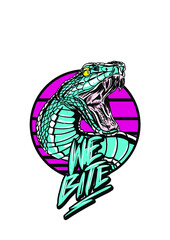 retro snake we bite logo illustration