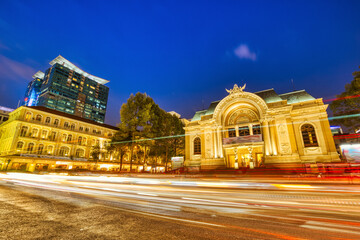 Ho Chi Minh City Opera House at Dusk - obrazy, fototapety, plakaty