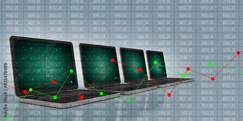 Poster 3d rendering technology computer network