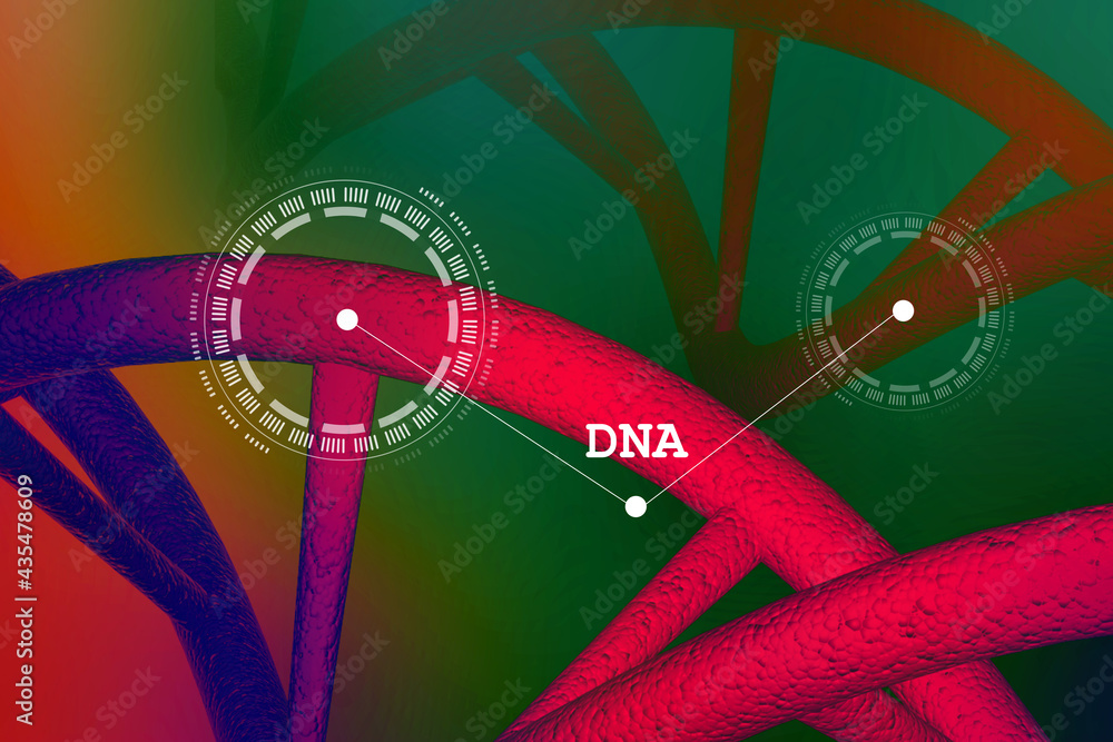 Poster 3d render of dna structure, abstract background