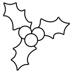 Thin line holly vector icon on a white background. Fully editable and royalty-free.