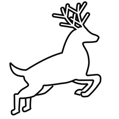 Thin line flying reindeer vector icon on a white background. Fully editable and royalty-free.